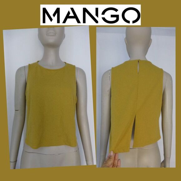 Mango MNG Viscose Blend Sleeveless Mustard Color Top - Picture 1 of 12